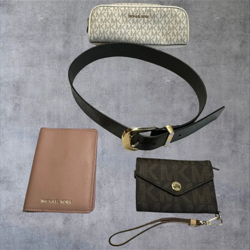 Michael Kors Accessory Lot Womens Multi‎ Excellent Belt Wallet Passport Pouch